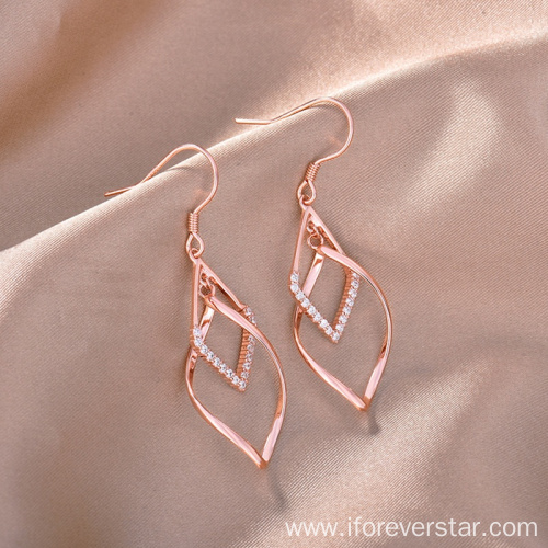 Earrings 925 Sterling Silver White Gold Rose Gold